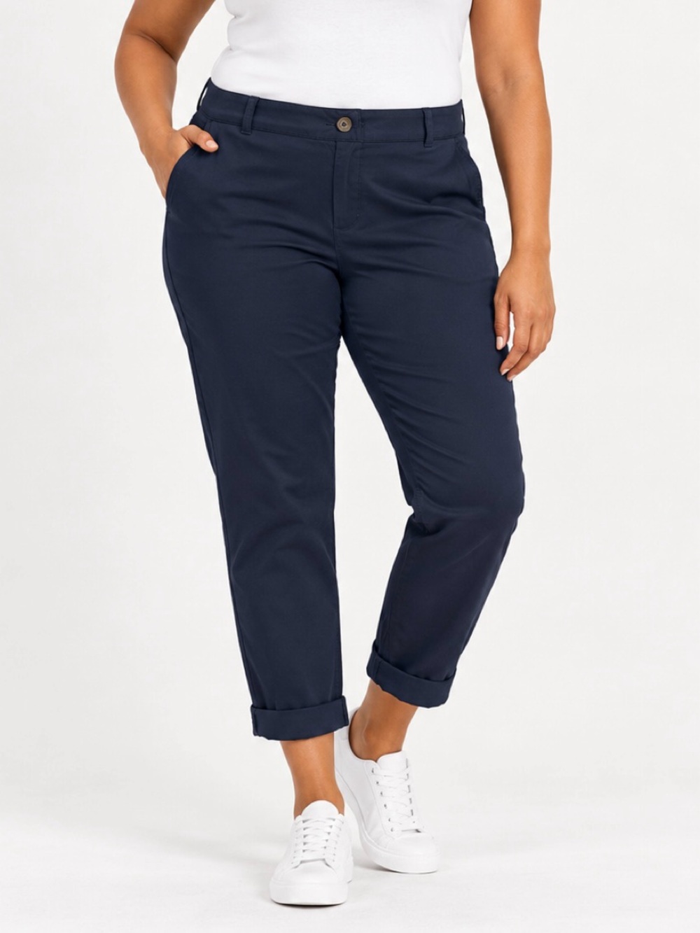 Talbots Weekend Chino Pants Cotton Blend Stretch Navy Blue 16W